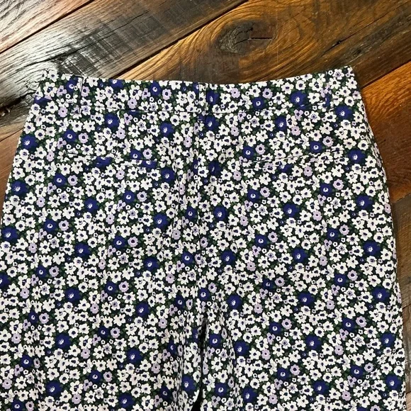 Wildfang Ace Slim Crop Pant Navy Daisy Floral Print Size 10 - Picture 5 of 5